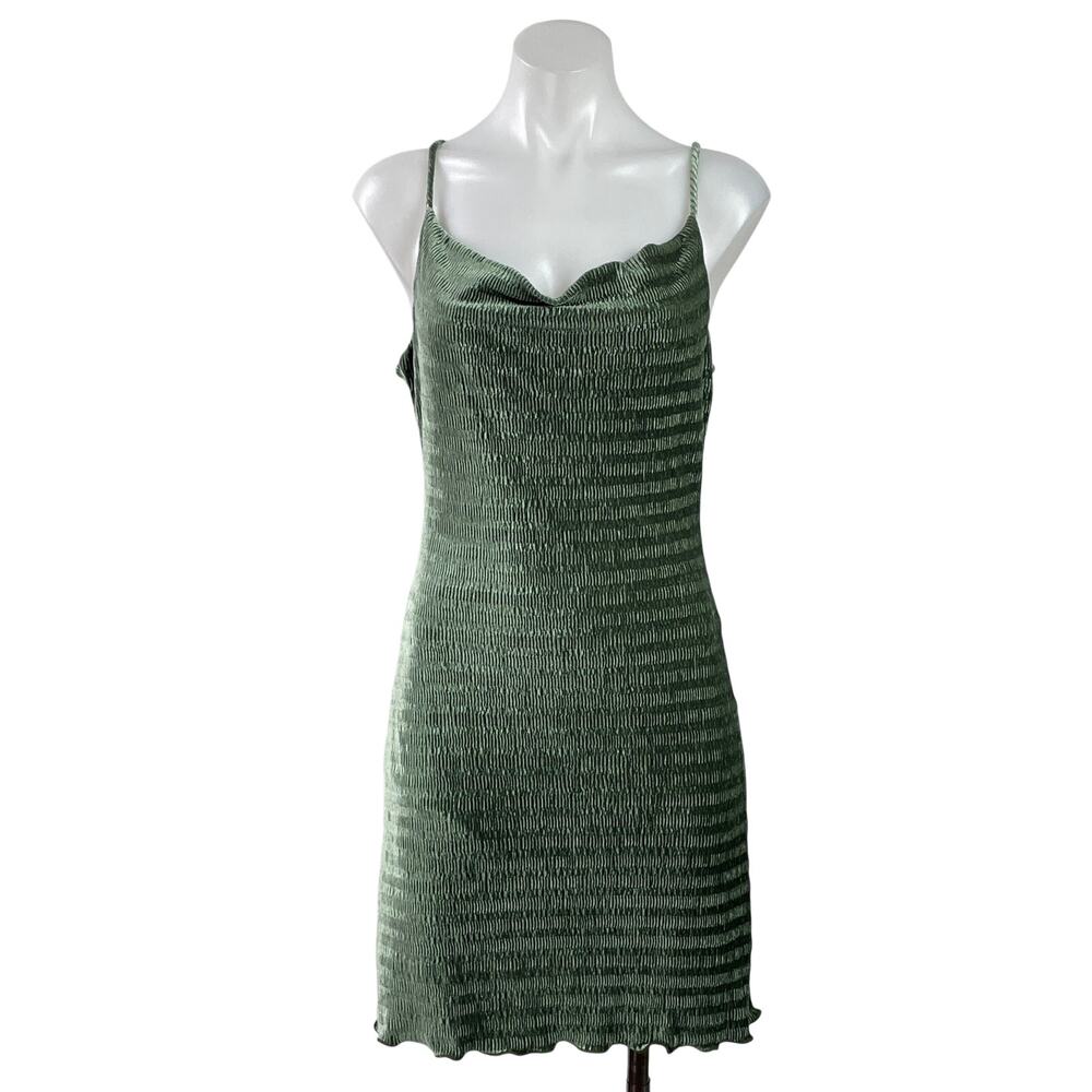 Le Lis Women's Green Sleeveless Cami Camisole Cowl Neck Mini Slip Dress Size S